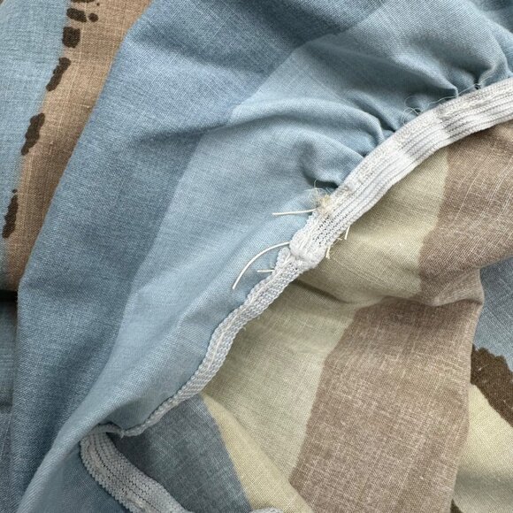 Vintage Full Size Fitted Sheet Lake Mountain Brown Blue 1970s Burlington USA - Picture 4 of 5
